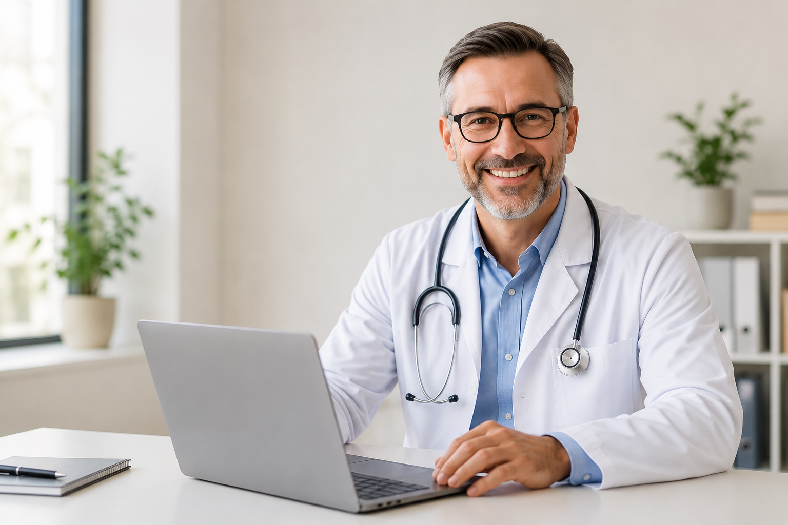 Médico consultando online